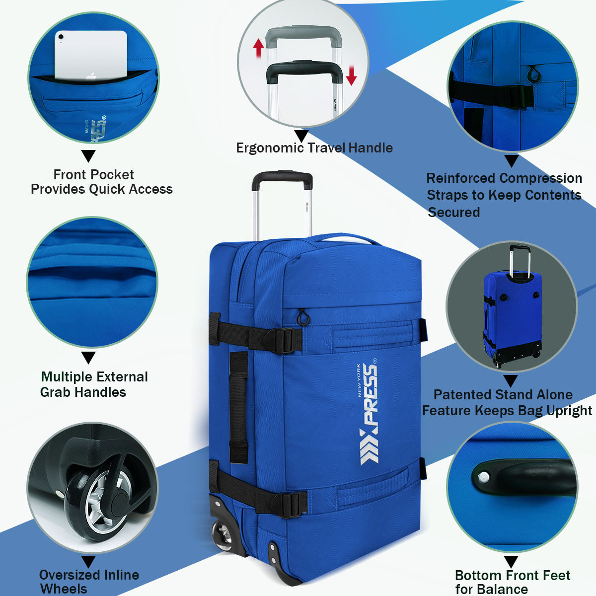 3-Piece Softside Luggage Set 20/26/30in Waterproof Travel Suitcase with 2 Wheels & Telescopic Handle, Durable Trolley Bag for Vacation & Adventure