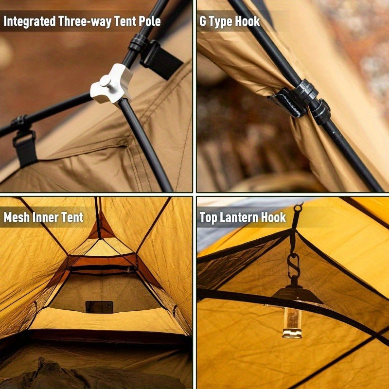 Campravox Hot Tent for Camping with Chimney, a Portable Backpacking Tent Featuring an Inner Tent And Stove Jack, Suitable for 1-2 People for Outdoor Hiking And Hunting