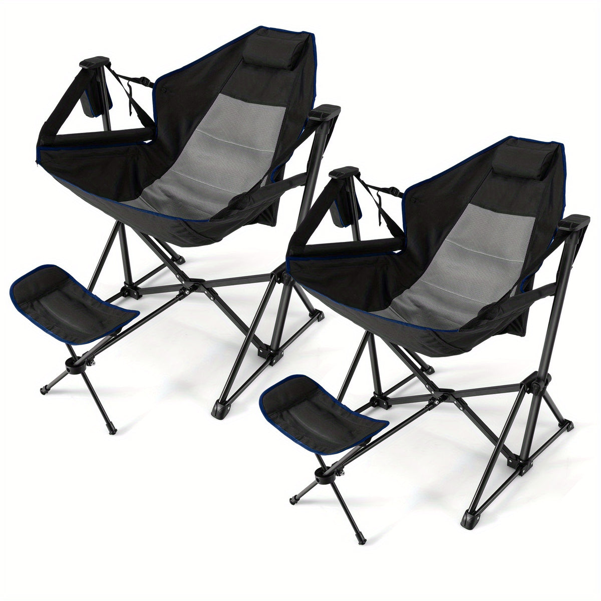MULTIGOT 1/2pcs Hammock Camping Chair with Retractable Footrest & Carrying Bag for Camping