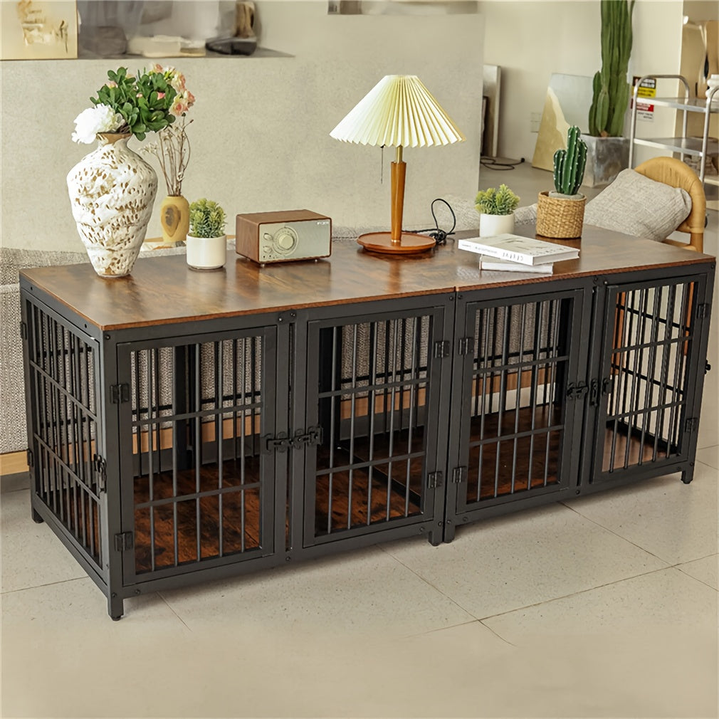 XL Large Dog Cage Heavy Duty Dog Crate Furniture, Unlimited Combinable Dog Kennel, Super Sturdy with Bottom Tray&3 Doors