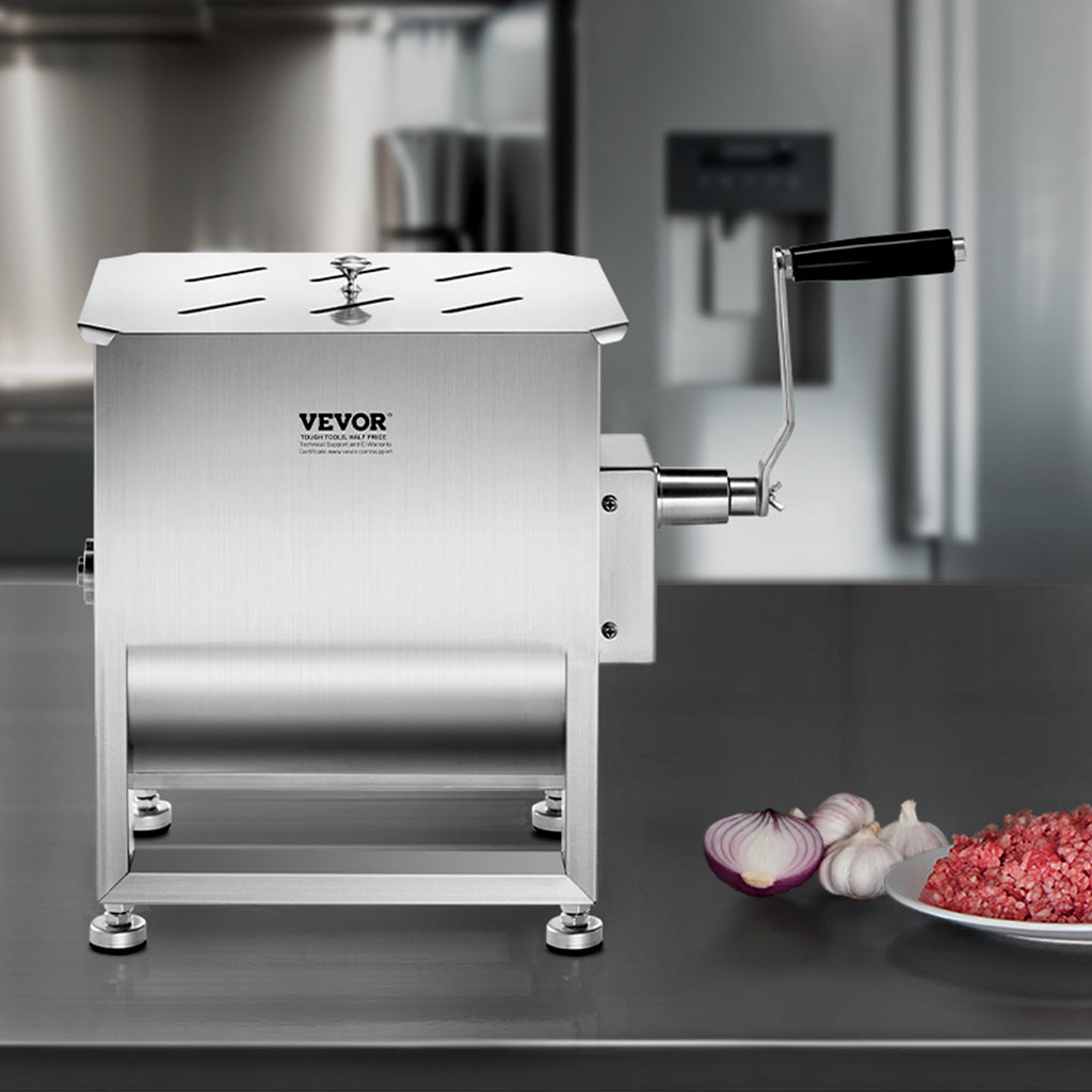 VEVOR Manual Meat Mixer 10L/20L/30L/40L Fixed Tank Mixing Max 60LB for Meat Sausage Mixer, Non-tiltable style/Tiltable style