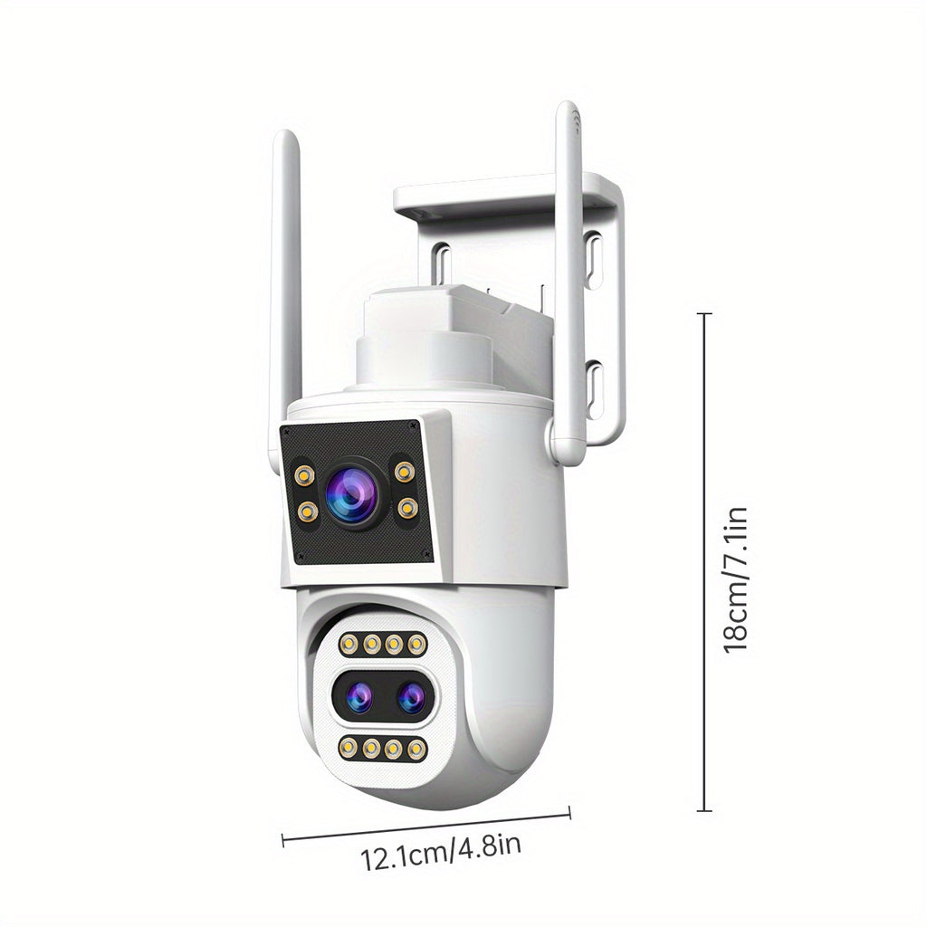 Full HD Wifi Security Camera, 10X Optical Zoom, PTZ with 3 Lenses, IPX6, App Control, Color Night Vision, Two-Way Audio, Motion Detection And Automatic Tracking, Home Security Sound Alarm, Remote Monitoring/ Smart Security Equipment
