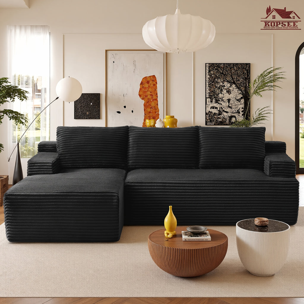 KOPSEE 96" Sectional Sofas for Living Room Cloud Couch Sofa with L-Shape Upholstered Boneless Couches Modern Modular Sectional Sofa with Chaise