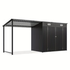 [2-in-1 Outdoor Combo] 6x4/5x3ft Outdoor Storage Shed & Hardtop Gazebo Combo, 2-in-1 Outdoor Combo, Metal Lean to Shed with Open-Sided Pergola, Durable Garden Tool Shed for Patio, Backyard, Deck