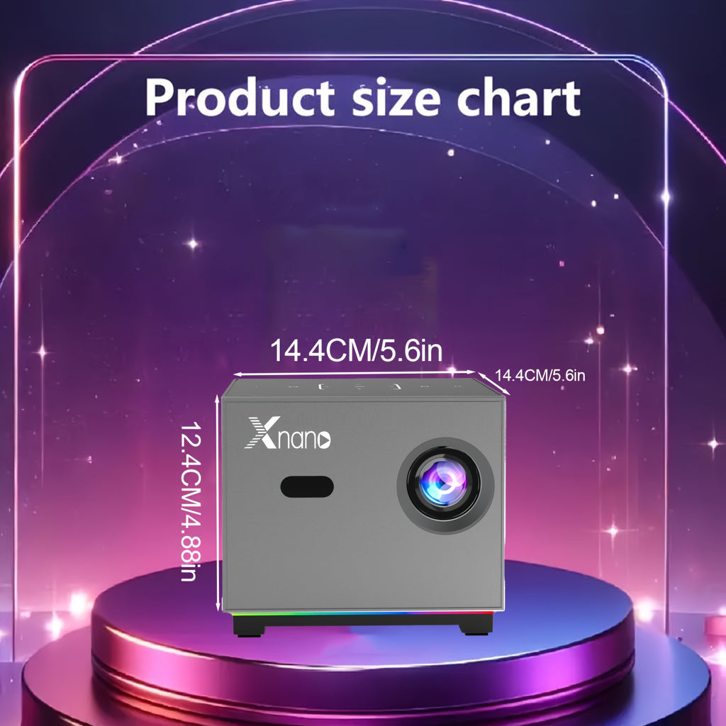 Mini Smart Full HD Projector, Native 720P Support 8K, Portable Projector with WiFi 6 & Wireless 5.2, Featuring Android 13.0, with RGB Lighting Effect, for Bedroom Home Entertainment, Projector for Phone Or Tv