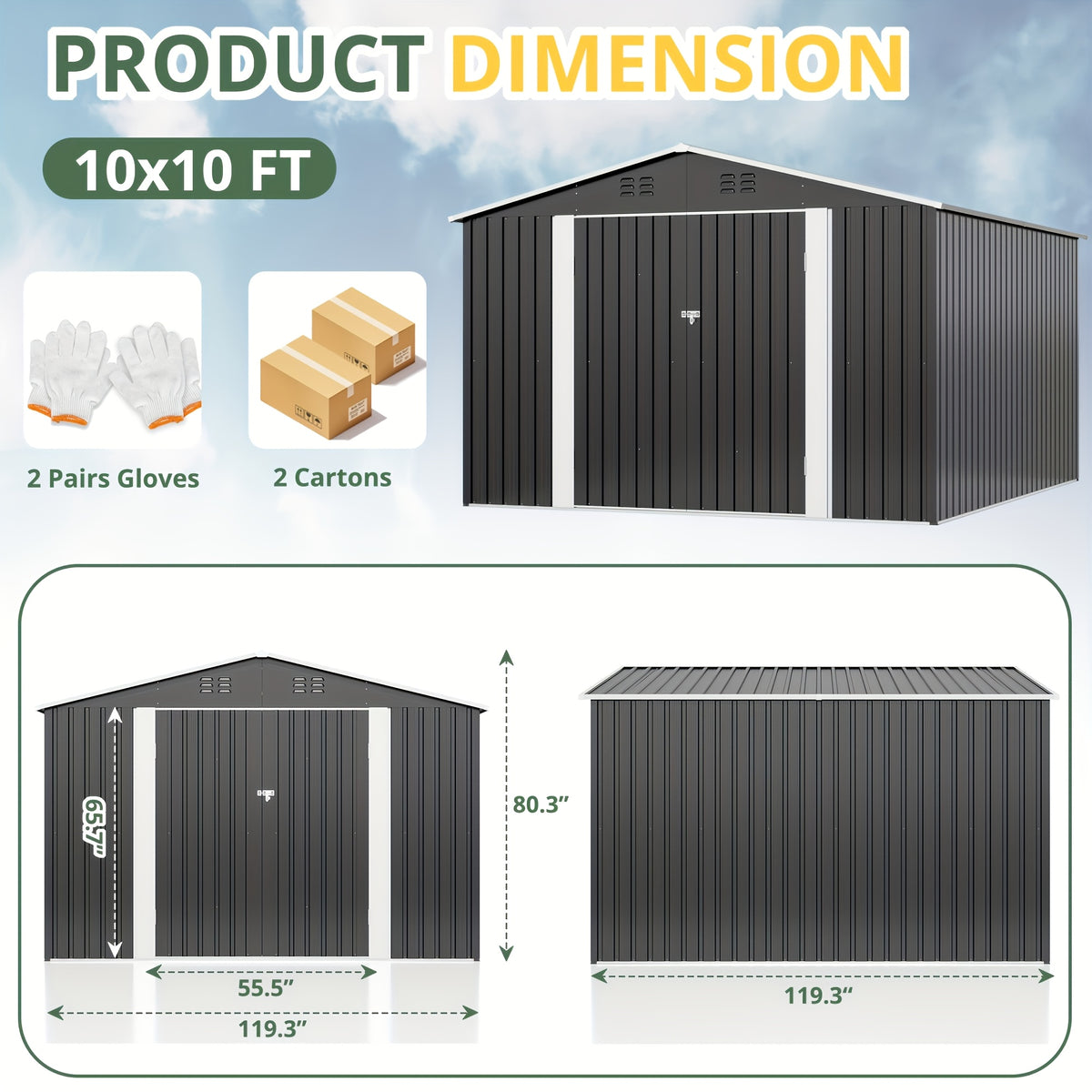 Metal Storage Shed, Large Outdoor Shed With Updated Frame Structure, Garden Tool Sheds For Backyard Patio Lawn, Grey