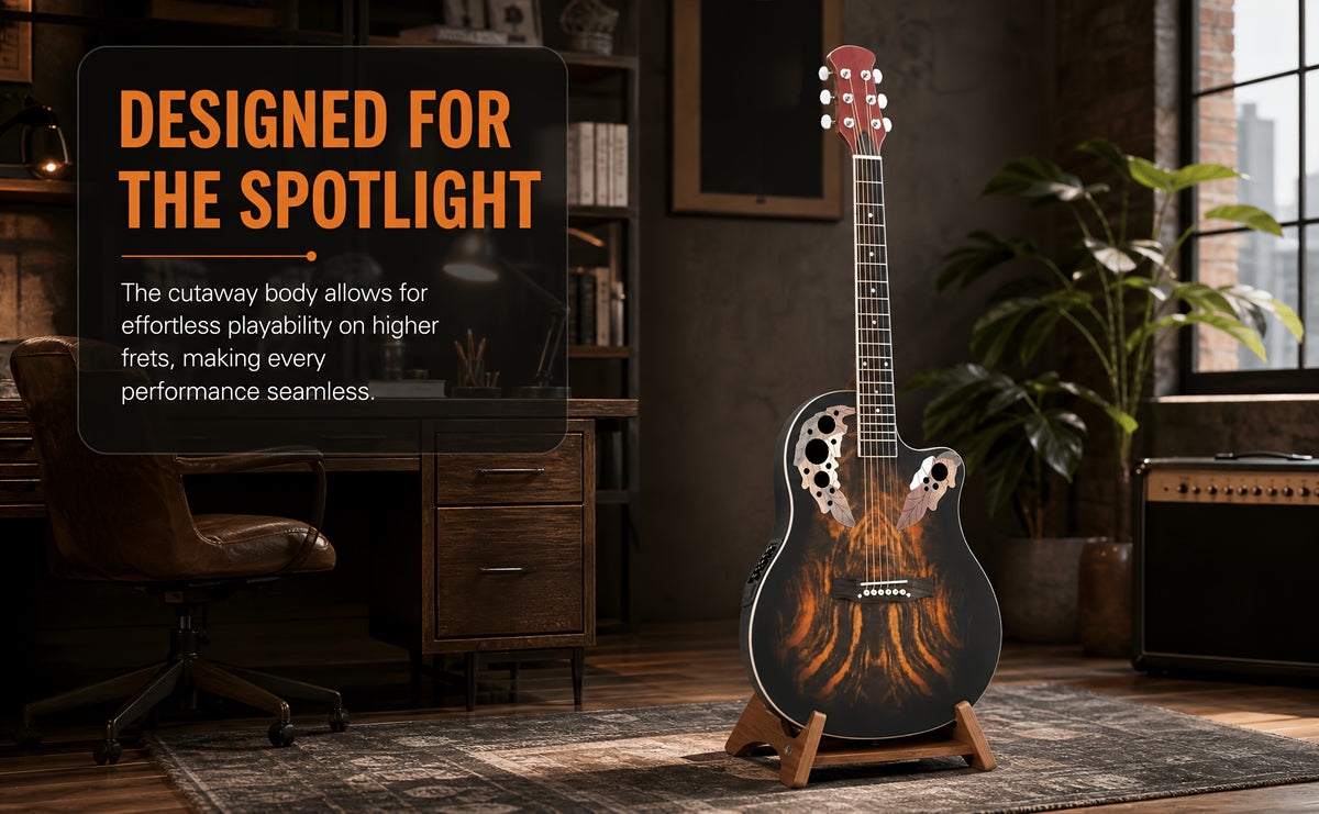 [Ideal Gift] 41-Inch Full-Size Guitar With Grape-Shaped Soundhole, Spruce Top, And Mahogany Fingerboard - Sunset Red Finish, Enhanced Tone And Playability, Suitable For All Music Styles, Ideal For Beginners And Guitarists. The Perfect Gift