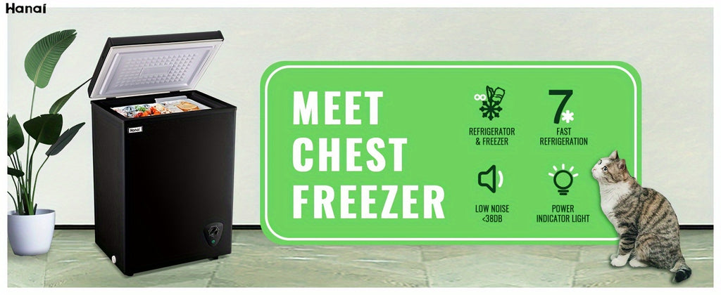 [Small Deep Freezer] WANAI Chest Freezer Small Deep Freezer 3.8 Cu.Ft Freestanding Top Door Freezer Adjustable 7 Thermostats And Removable Basket Open Garage Basement Apartment Kitchen Business