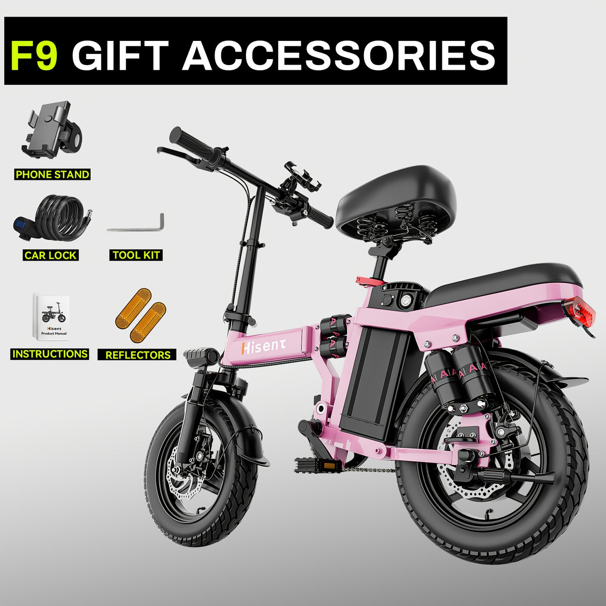 [Hisent New Upgraded Foldable Electric Bike]Rated Power: 500W, 48V 10AH-17.5AHLithium Battery, Range: 12-35 Miles (optional); Speed: 19.9 Miles Per Hour; 14-inch Tires, Available In Basic And Shock-absorbing Models; Suitable for Commuting
