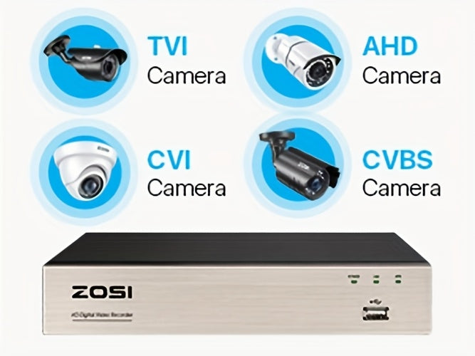 4pcs 8CH 5MP Lite H.265+ Wired Security Camera System - AI Human Vehicle Detection, 4 X 1080P Surveillance Cameras with 60ft BNC Cables, Email Alert with Snapshots (No Hard Drive)