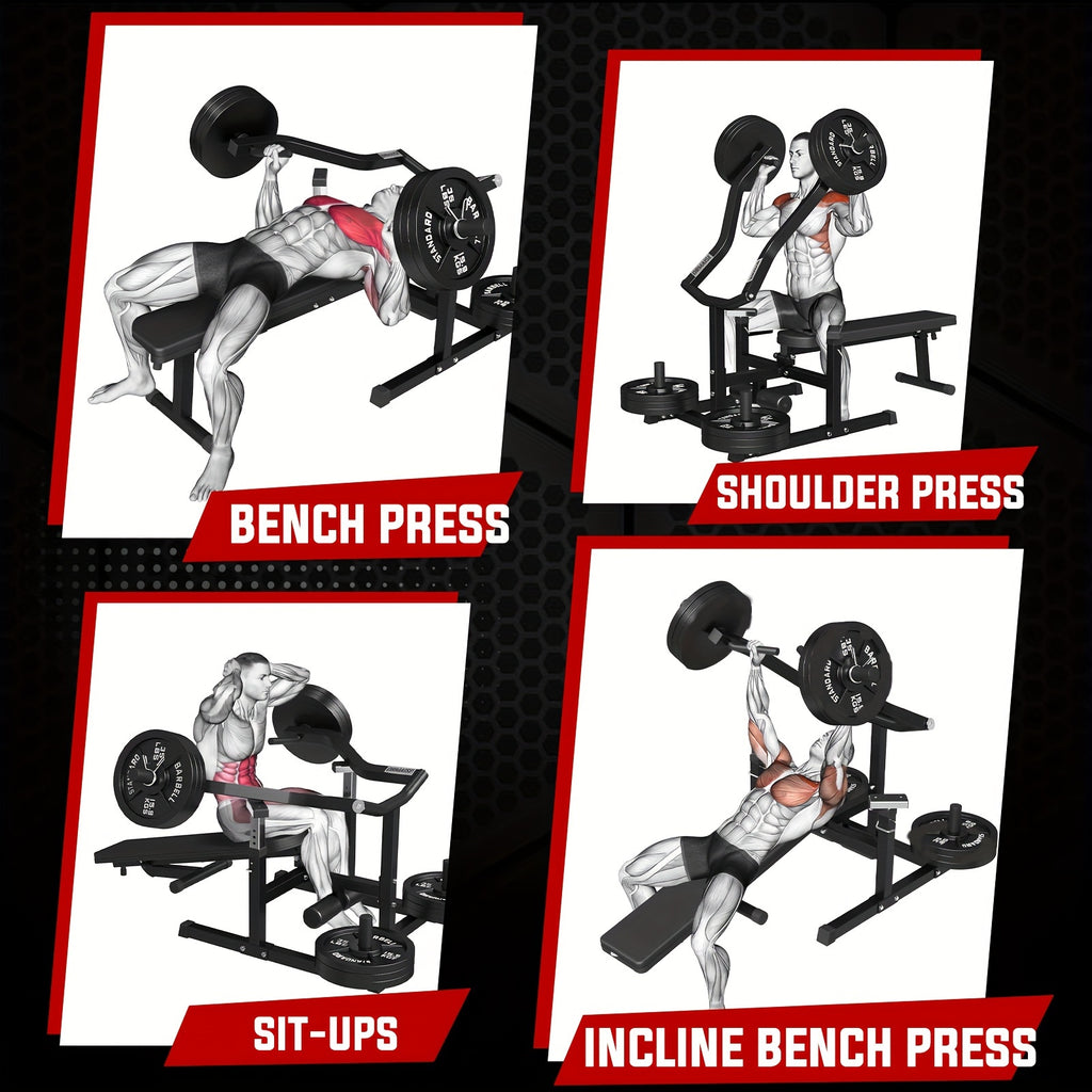 Chest Press Machine, 1250LBS Capacity with Independent Converging Arms, Adjustable Flat Incline Fitness Bench for Home Gym