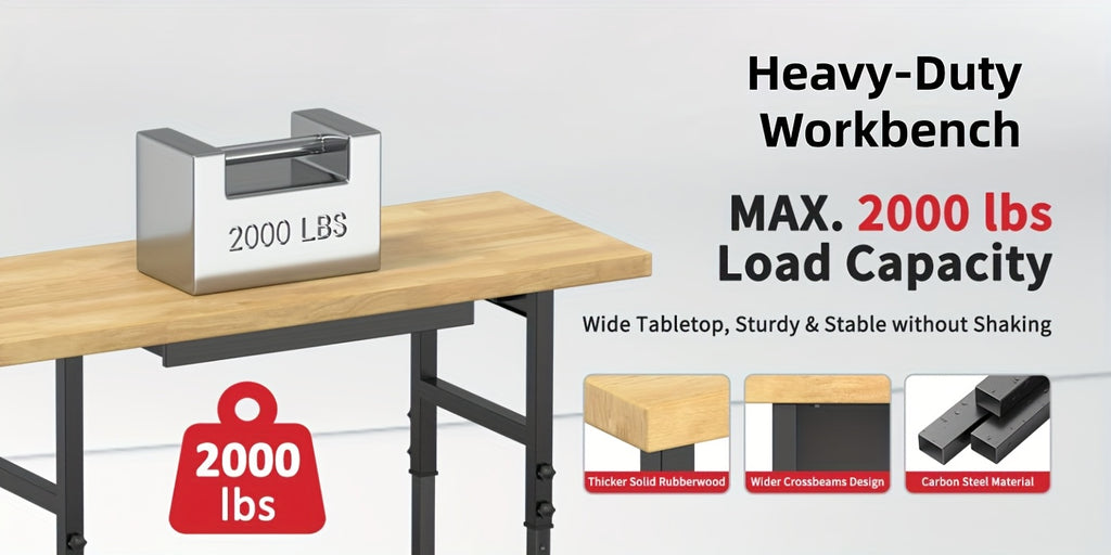 60 Solid Wood Tool Desk - with Drawers, Outlets, and Swivel Casters - Multiple Models Available
