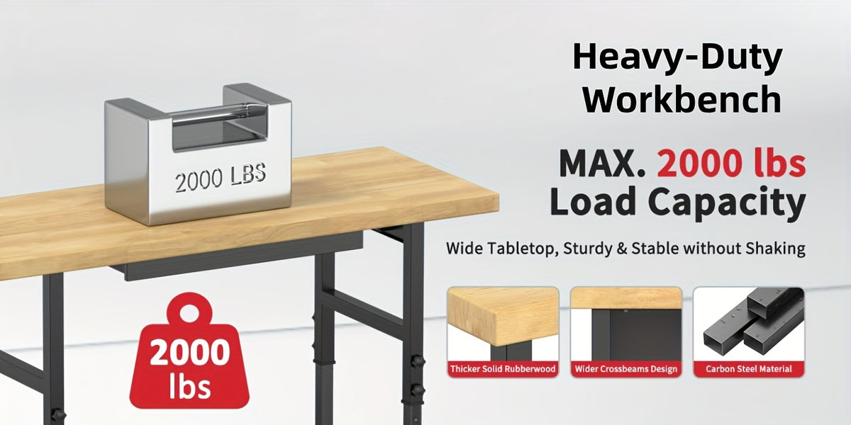 60 Solid Wood Tool Desk - with Drawers, Outlets, and Swivel Casters - Multiple Models Available