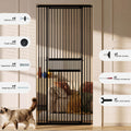 [Adjustable Height & Width] Dog Gate 49"-86" Adjustable Height, Extra Tall Cat Gate for Doorways/Hallways, 27.5"-37" Adjustable Width, Baby Gate with 4 Extensions Kits, No Drilling Pressured Mounted, Black And White