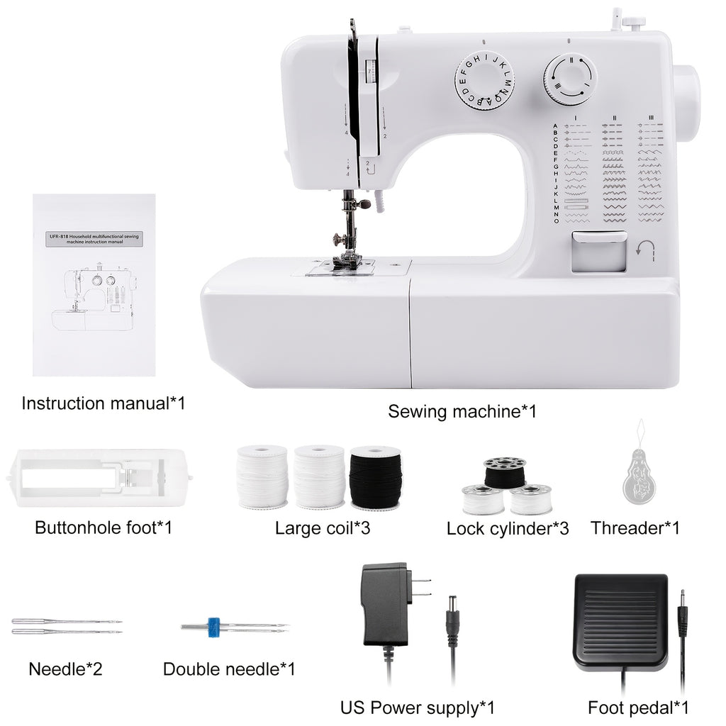 Electric Sewing Machine, 818 Mini Electric Sewing Machine 45 Stitches Household Multifunctional Sewing Machine US Plug