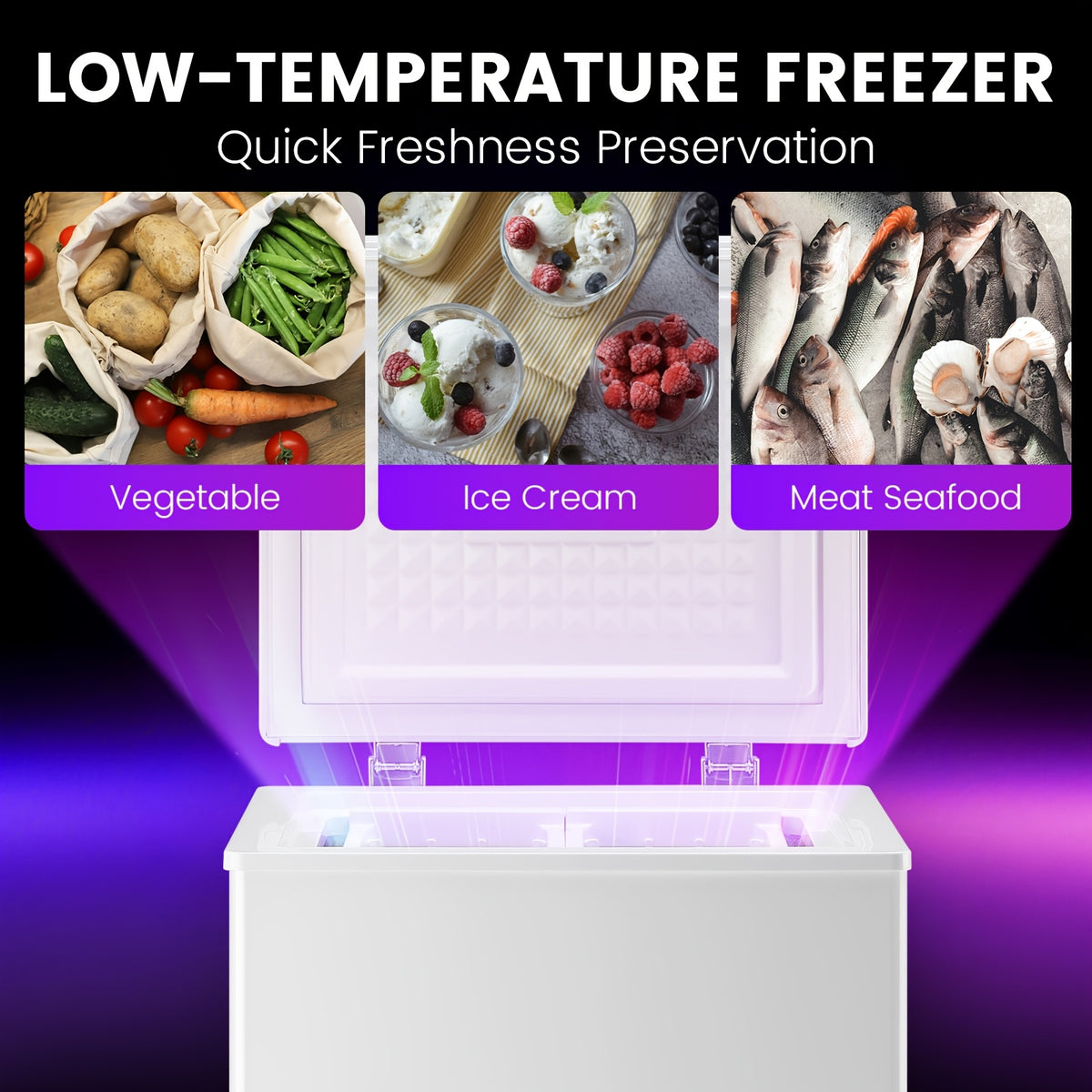 3.5/2.5 Cubic Feet Chest Freezer with 2 Removable Baskets Free Standing Top Open Door Compact Deep Freezer with Adjustable Temperature for Home, Kitchen, Office, Bar