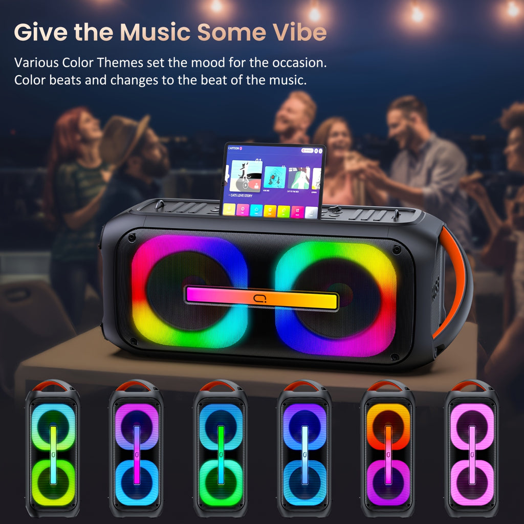 Large Karaoke Machine, Karaoke Speaker with 2 Wireless Microphones, Portable Speaker with Beat Light Show, Singing Machine Karaoke Home Speaker System with MIC Reverb, AUX Input, T11-T