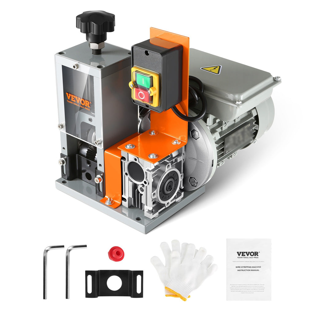 VEVOR Electric Cable Stripping Tool, 0.06''-1.18'' Motorized Wire Stripper, 180 W, 60 ft/min, with Clear Depth Gauge, Ideal for Scrap Copper Recycling