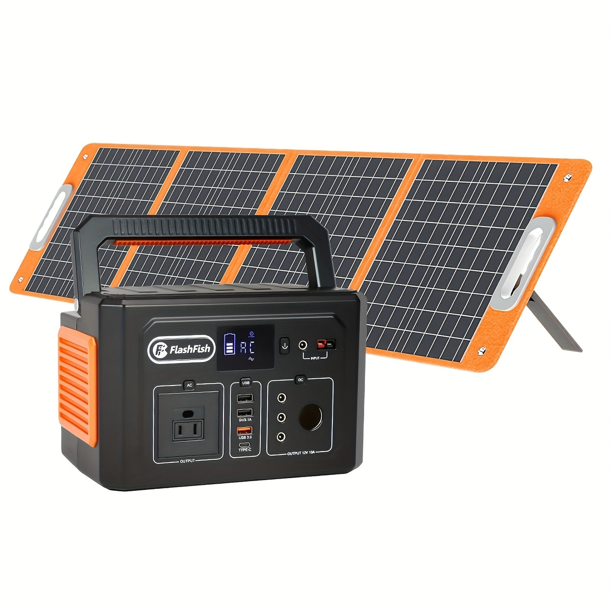 400W Portable Solar Power Station with 100W Foldable Solar Panel - 400Wh Lithium Battery Box with 400W 110V AC Outlets/DC/USB, with 60/100W Solar Panel Foldable, Ideal Off-Grid Power Supply Battery Power Bank for Home Emergency & Outdoor Camping