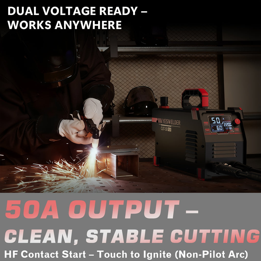 Plasma Cutter, 50Amp Contact Start, 110/220V Dual Voltage, Digital Display, IGBT Inverter Cutting Machine