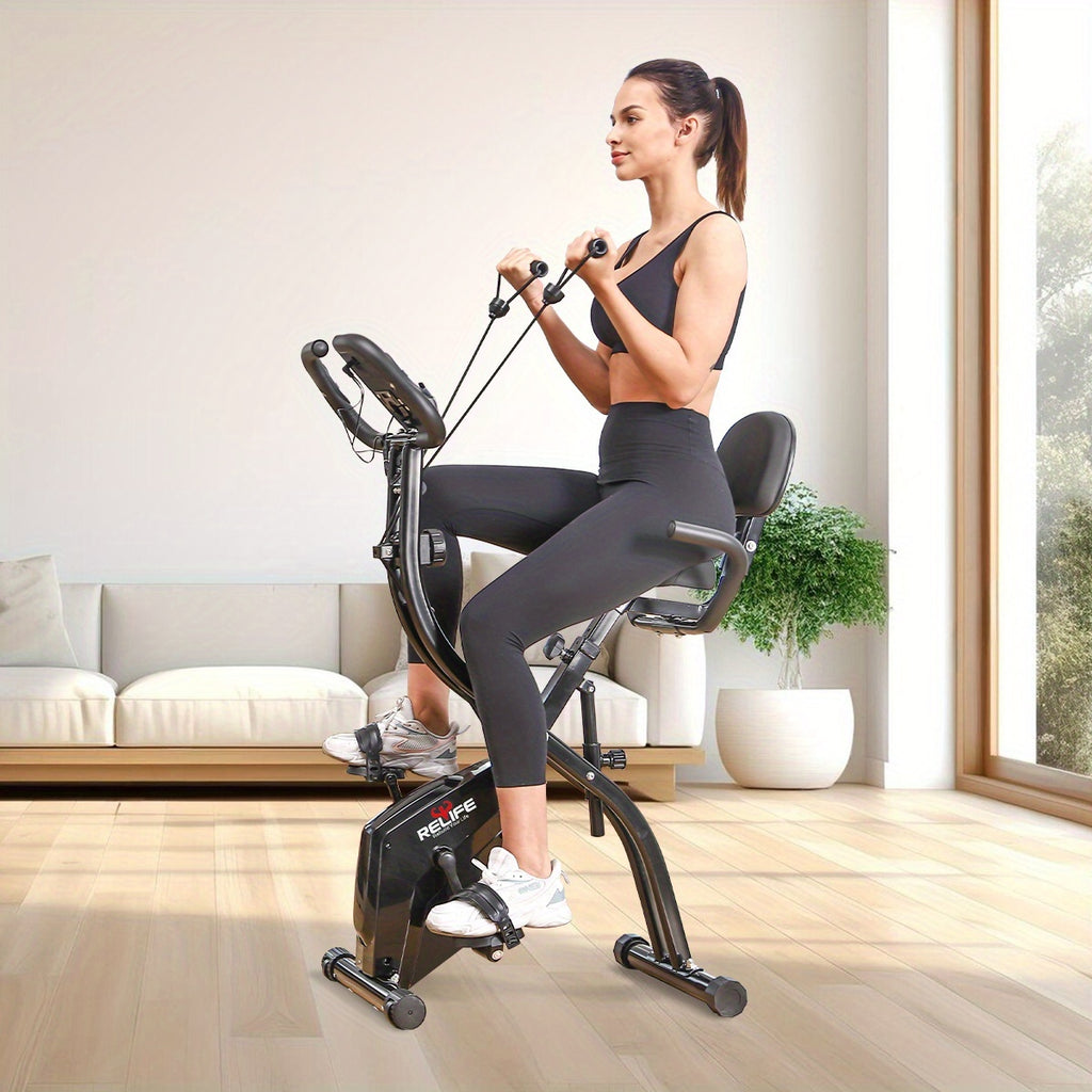 RELIFE Exercise Bike, Magnetic Indoor Cycling Bike, Ultra-Quiet Resistance, Tablet Mount & Ergonomic Seat Cushion, Home Gym Stationary Cycle for Cardio for All User, Indoor Bike/Brake Pad Stationary Bike, for Family, with Comfortable Saddle