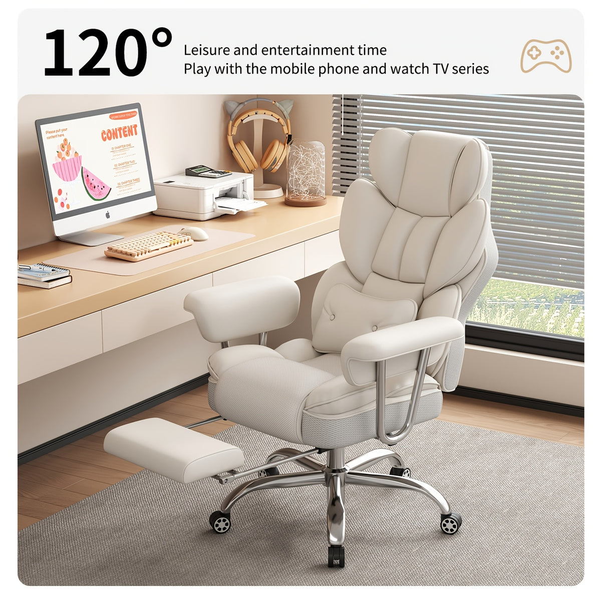Executive Office Chair with Footrest — Oversized High-Back Recliner Rated to 500 lb for Home Desk Seating