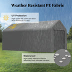 10x20 Carport Heavy Duty Portable Garage Shelter Metal Car Canopy Tent with UV-Resistant & Weatherproof Top Cover for RV & Vehicles