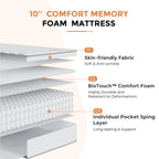 SweetNight 6/8/10/12/14 inch Memory Foam Hybrid Mattress With Pocket Springs, Twin Xl, Full, Queen, King, Sizes In A Box, Medium Firm, Mattresses For Support Comfort, Fiberglass-Free