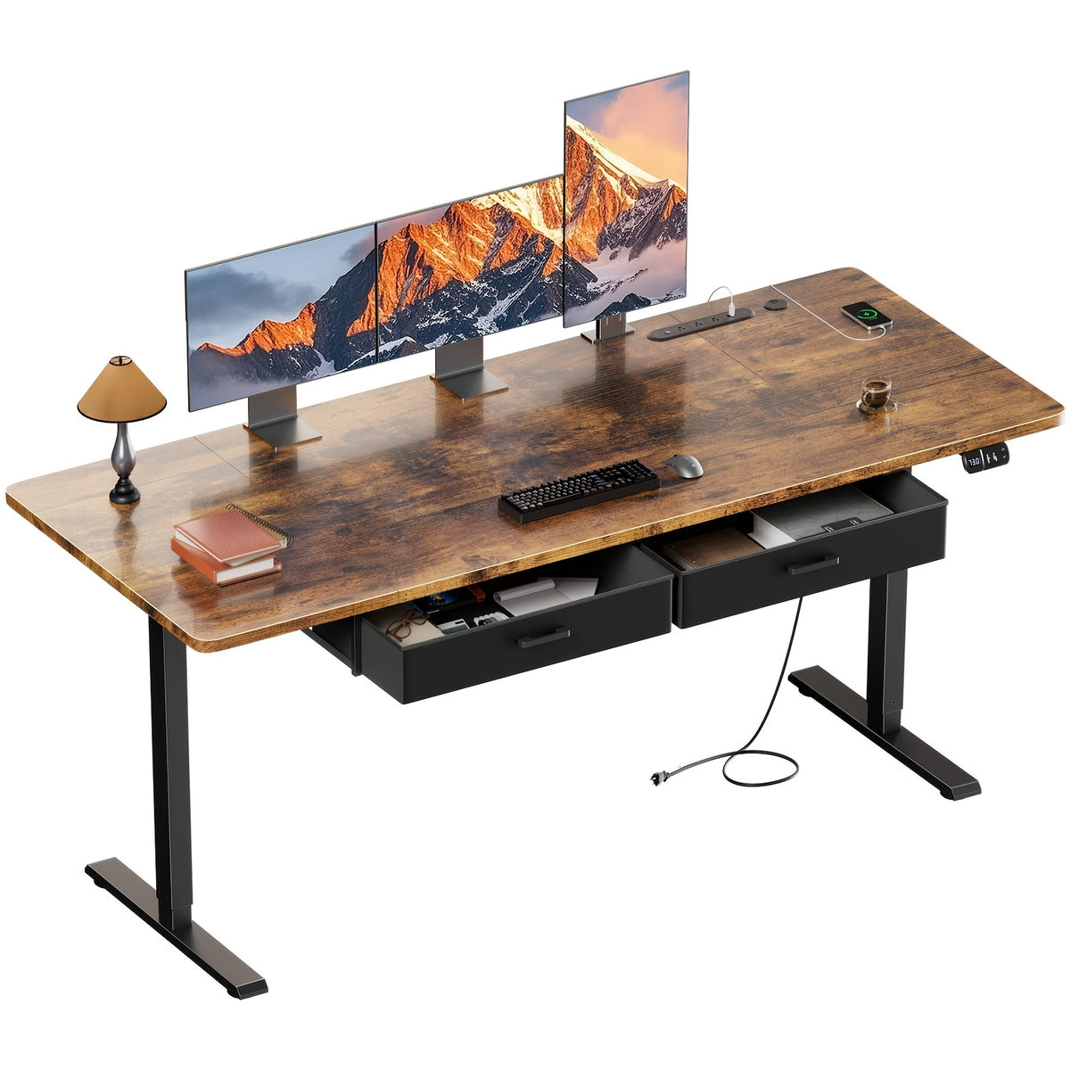 Electric Standing Desk with Memory Height Control and an Integrated Charging Hub for Organized Home Workspaces