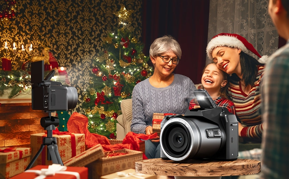 NBD 64MP Digital Camera for Photography, 5K Vlogging Camera for YouTube with 3" Flip Screen, 16X Digital Zoom, Autofocus, 2 Batteries, 32GB TF Card(S205, Black)
