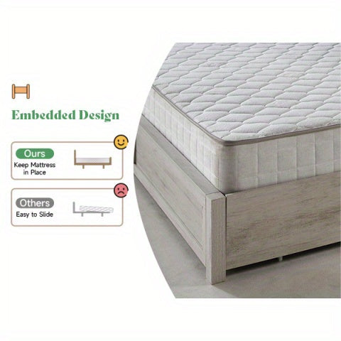 PAPABABE Bed Frame With 49.6 Inch Bookcase Headboard, 4 Drawers And 2 Detachable Storage Racks - Farmhouse Wood Bed Frame With RGB LED Lights And Charging Station, No Box Spring Needed