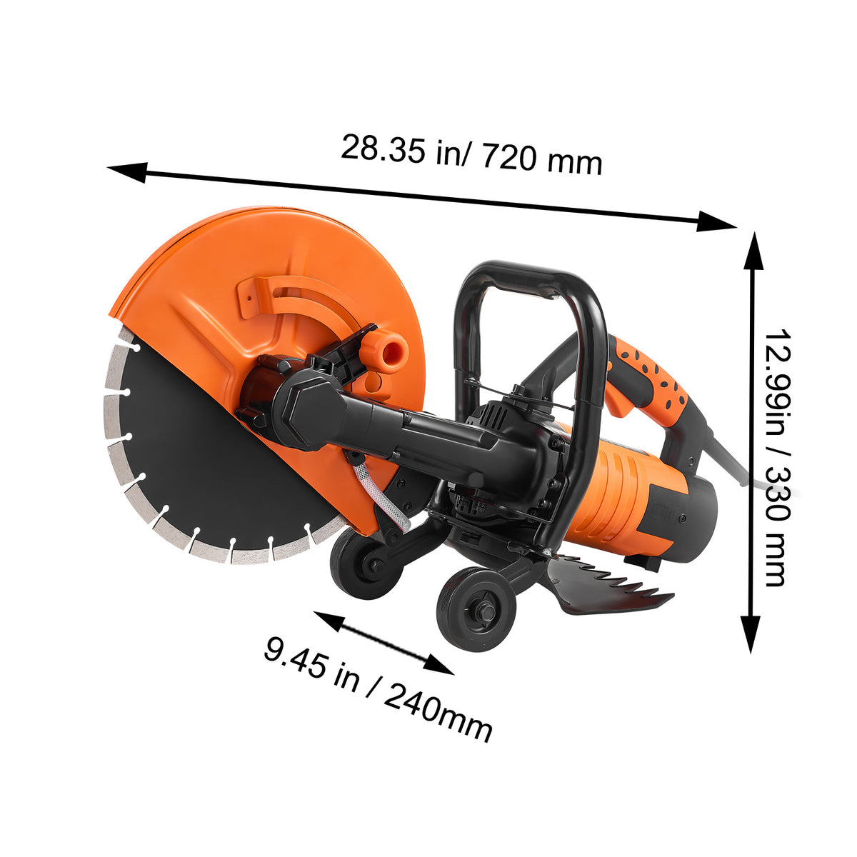 VEVOR Electric Concrete Saw, 12 in, 1800 W Motor Circular Saw Cutter with Max. 4.5 in Adjustable Cutting Depth, Wet Disk Saw Cutter Includes Water Line, Pump and Blade, for Stone, Brick