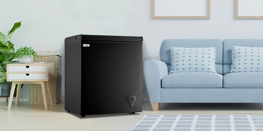 4.2 CU.FT. Compact Chest Freezer with 7 Adjustable Thermostat, Top Open Door Deep Freezer Compressor Cooling with Removable Storage Basket, Perfect for Home Office Dorm Or Apartment