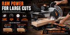 12" Blade 15Amp Sliding Compound Miter Saw with Aluminum Alloy Guard, 3800 RPM, Double-Bevel 45° And Dual Miter 45°, Max 13.2" X 4.1" Cutting Capacity, Dado Slot, 9 Positive Stops, Ideal for Woodworking Projects