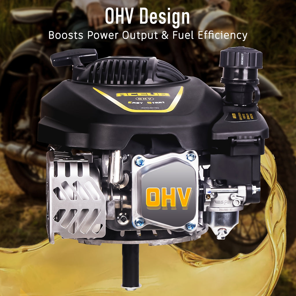 Aceup Energy Gas Engine Vertical Shaft, 4.4HP 173cc 4-Stroke OHV Gas Motor with Primer for Lawn Mower, EPA Compliant
