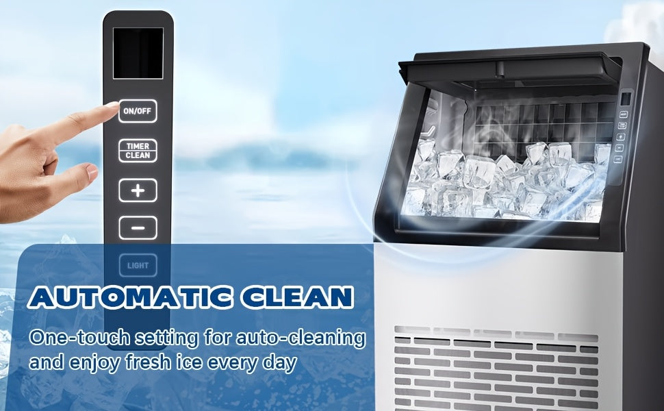 110 Lbs/24H Commercial Ice Maker, 36 Cubes/11mins, 13 Lbs Ice Storage Capacity, Counter Ice Maker Self Cleaning, 24 Hour Timer Stainless Steel Freestanding Ice Maker Machine