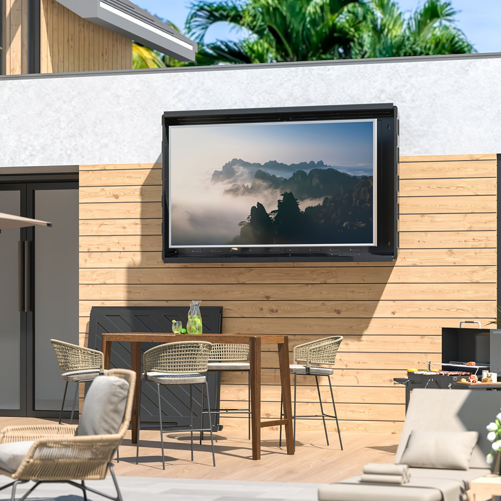 Outdoor TV Cover 55 Inch Weatherproof, Hard Outdoor TV Enclosure with Frosted Plastic, Adjustable TV Wall Mount Bracket Included(36-55inch)