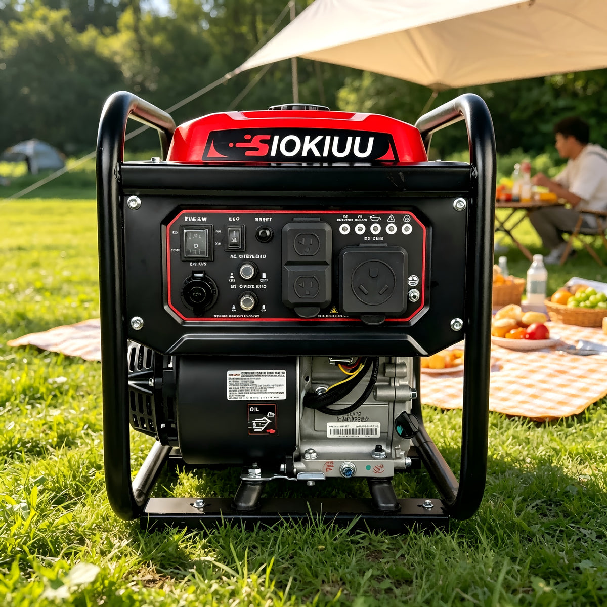 4000W Inverter Generator 208CC , 3200W Rated, Ultra Quiet, CO Alarm, 120V/60Hz 12V DC Output, Great For RV, Camping, Backyard, Outdoor Working & Home Backup Power, Without Battery