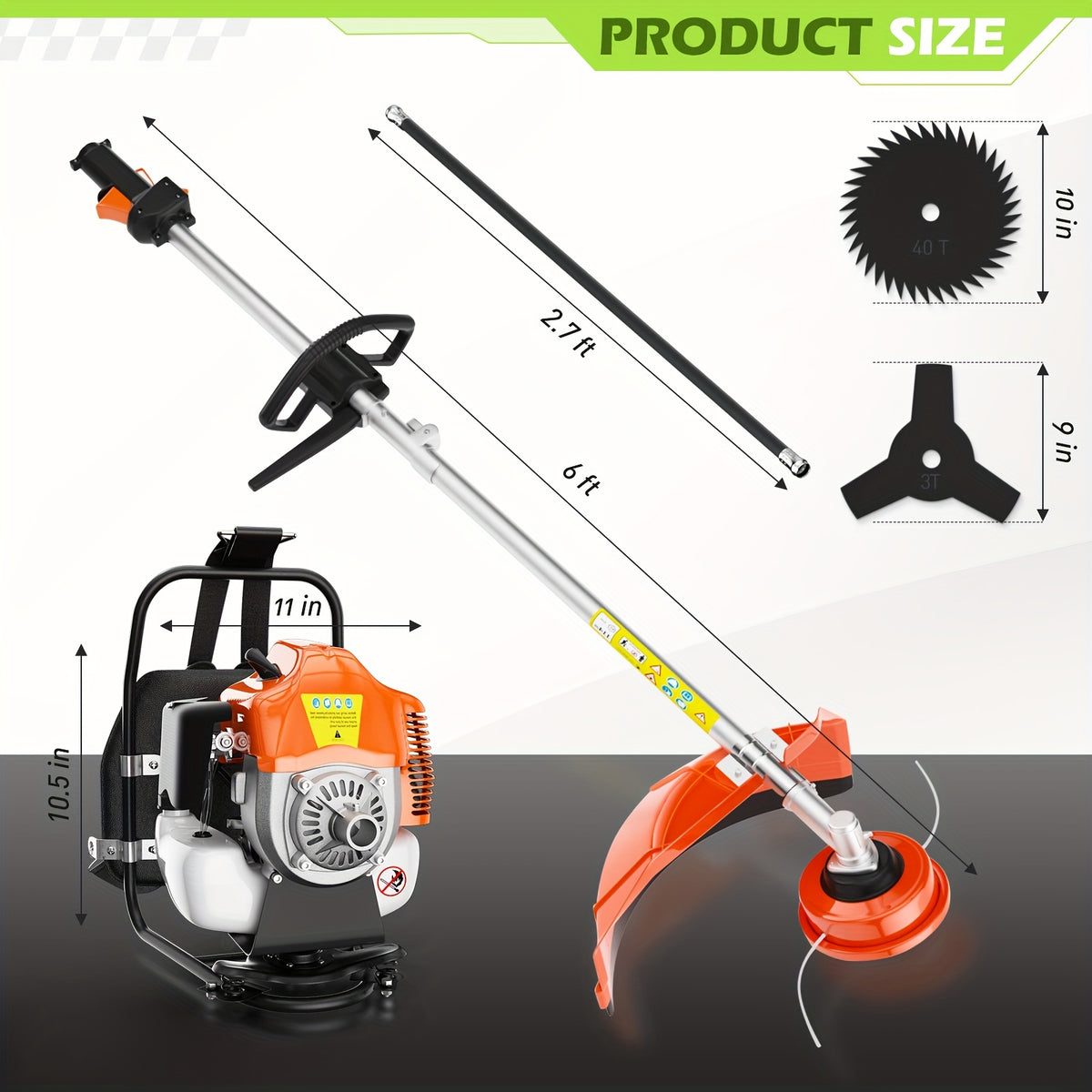 52CC Weed Eater Gas Powered, 3 In 1 Gas Weed Wacker Backpack Brush Cutter Gas String Trimmer 2-Stroke Grass Weed Trimmer