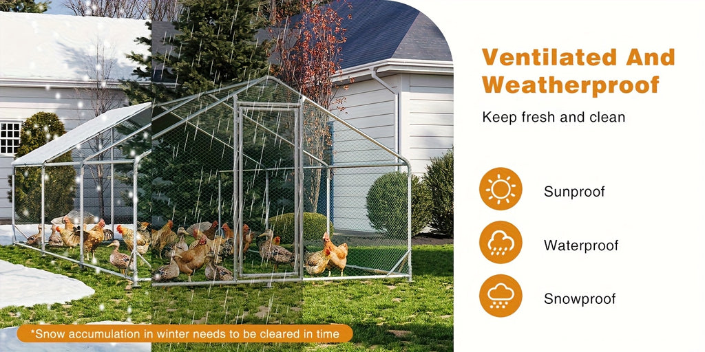 Nordivale Large Metal Chicken Coop with Winter Wrap Cover - 10x6.7x6.4ft/20x10x6.4ft Walk-in Chicken Run for Hens/Ducks/Rabbits, All-Weather Poultry Pen with Lock for Outdoor and Backyard, Farm, Duck Rabbit Cage Poultry Pen