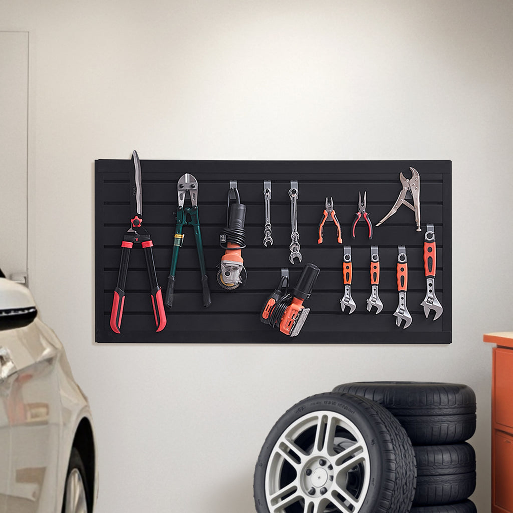 VEVOR 2 x 4 ft / 4 x 4 ft / 8 x 4 ft Slat Wall Paneling PVC White Garage Slatwall with Modular Design White/Grey/Black