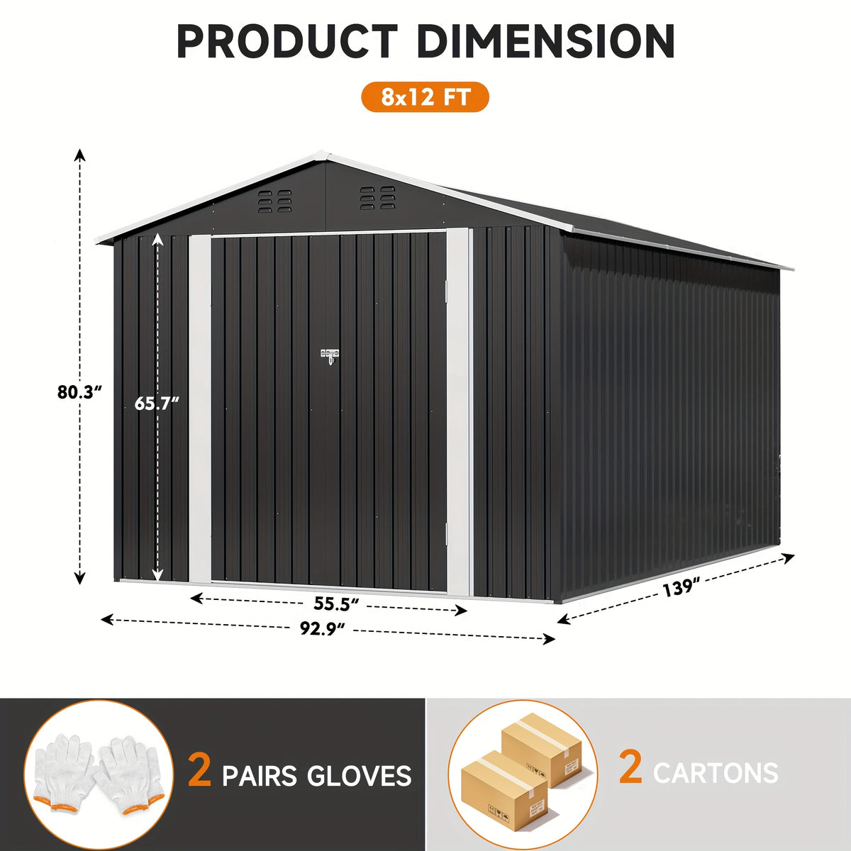 Metal Storage Shed, Large Outdoor Shed With Updated Frame Structure, Garden Tool Sheds For Backyard Patio Lawn, Grey