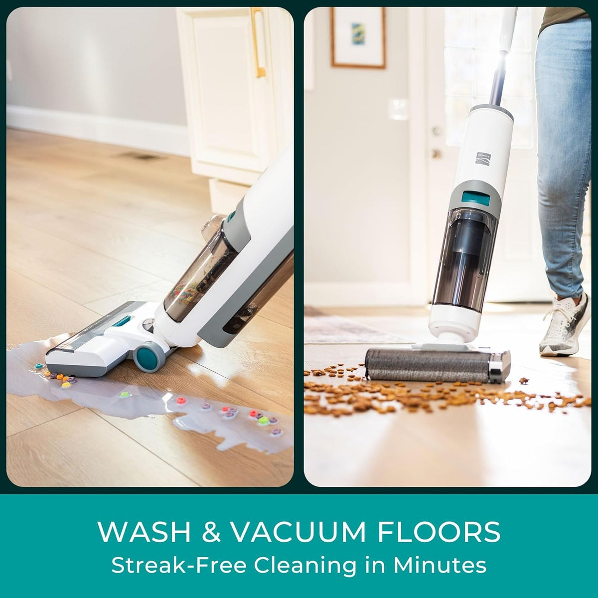 [3-in-1 Self-Cleaning Mop] Kenmore AquaLite 3-in-1 Cordless Wet Vacuum 8kPa Hard Floor Cleaner with Automatic Air-Drying, 35mins Runtime & One Edge Self-Cleaning Mop 0.8L Capacity for Multi-Surface And Messes, White