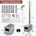 Wood Burning Sauna Hot Tent Stove, 2 in 1 Tent Wood Burning Stove with Chimney Pipe for Outdoor Camping Heating