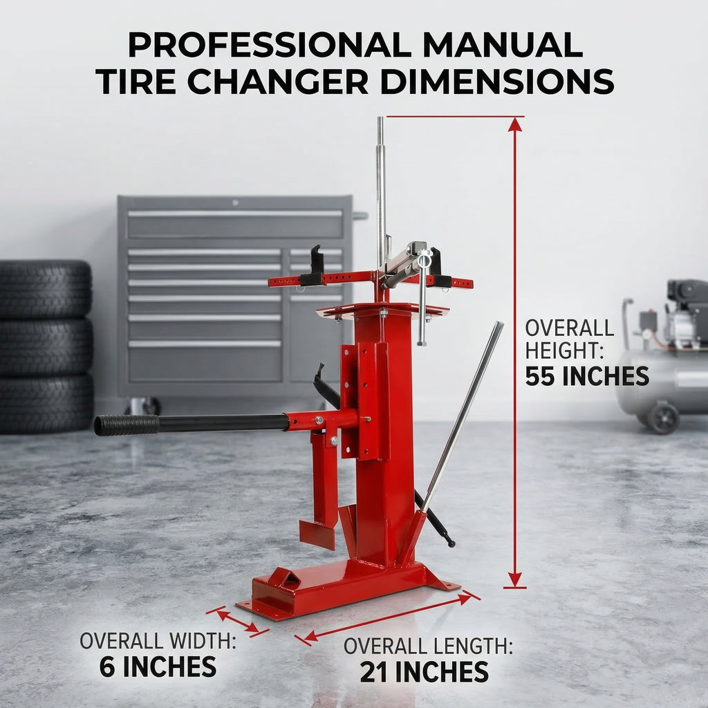 Manual Tire Changer with Bead Breaker Portable MountDemount Tool for 4 to 165 Tires Truck Car Motorcycle Red