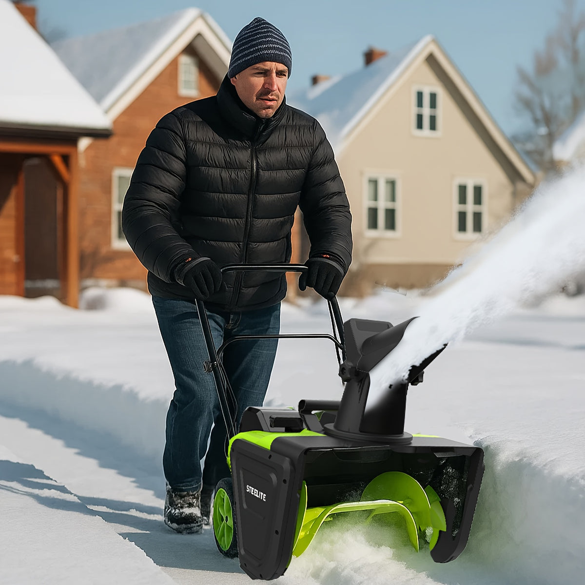 Steelite 40V Cordless Snow Blower, 20" Wide Clearing Capacity, 850 Lbs/Min, Includes 2x4.0 Ah Batteries & Charger, Tool For Easy Snow Removal