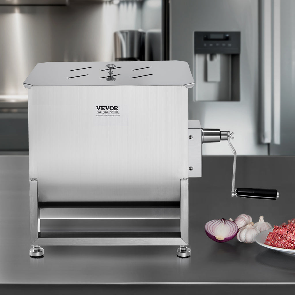VEVOR Manual Meat Mixer 10L/20L/30L/40L Fixed Tank Mixing Max 60LB for Meat Sausage Mixer, Non-tiltable style/Tiltable style