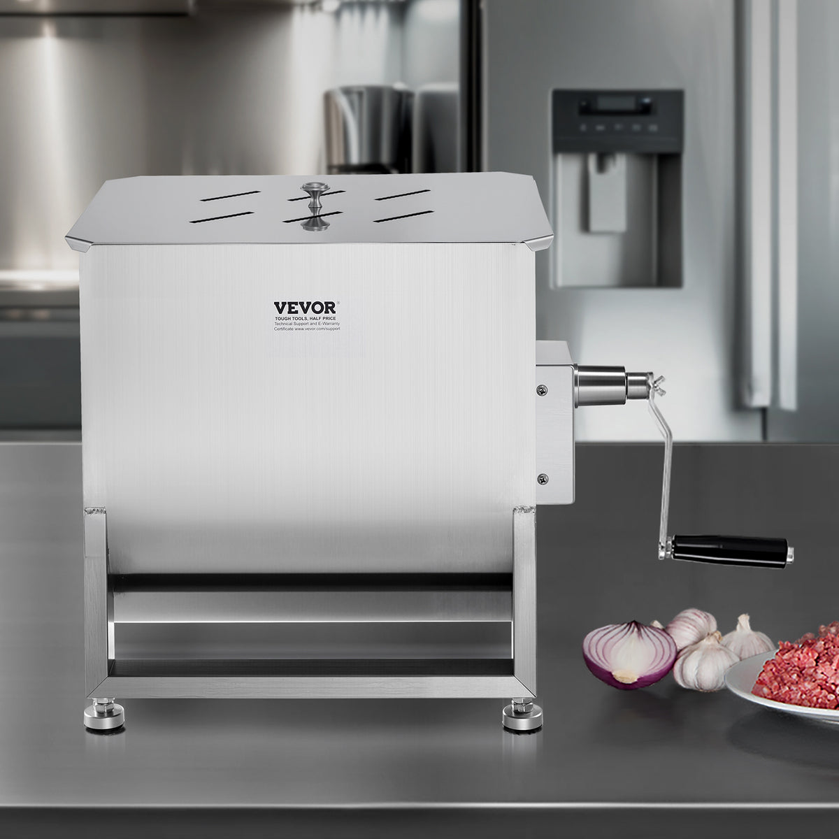 VEVOR Manual Meat Mixer 10L/20L/30L/40L Fixed Tank Mixing Max 60LB for Meat Sausage Mixer, Non-tiltable style/Tiltable style