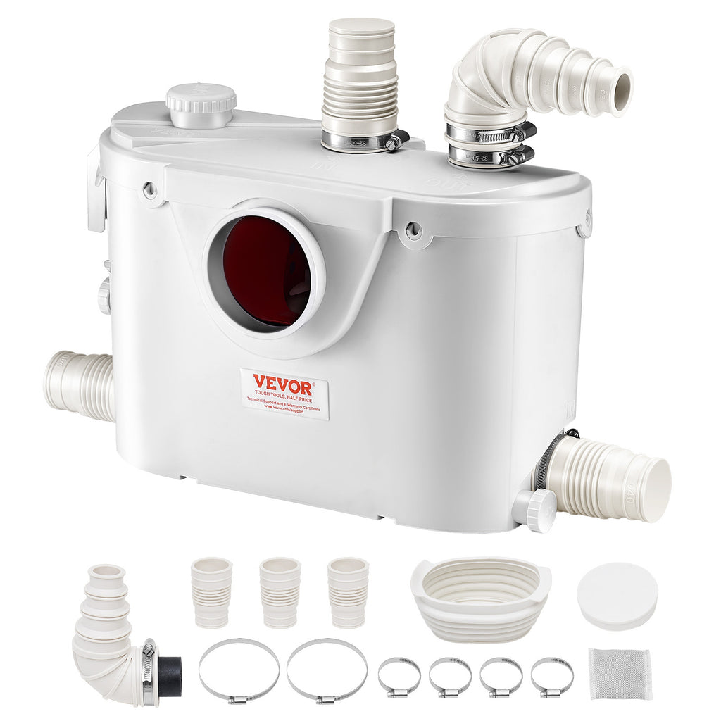 Macerator Pump 500W 29 GPM Flow 26 ft Head Lift Pump for Toilet Basement Sink