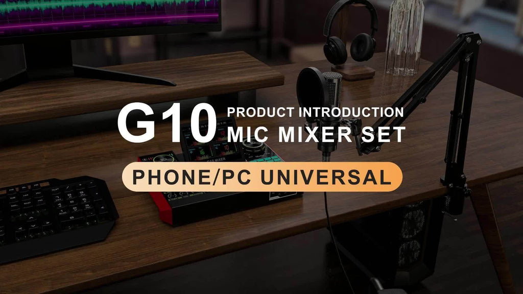Tenlamp G10 BM800 Mic Mixer Set Podcast Influencer KOL Singing Gaming DJ Mixing Station Controller Equipment Studio Professional Recording Electronic Music Mixer Power Karaoke Machine Available Dynamic Condenser Wired Microphone Portable Microfono